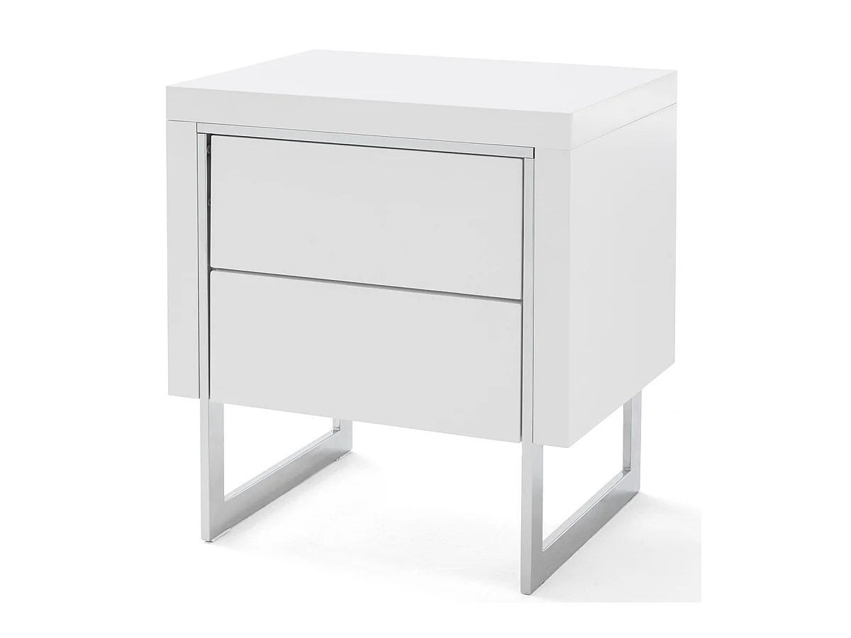 Chevet /table de nuit coloris blanc brillant - Longueur 50 x Hauteur 55 x Profondeur 40 cm