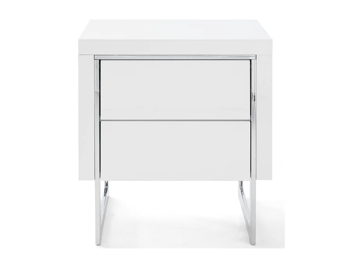 Chevet /table de nuit coloris blanc brillant - Longueur 50 x Hauteur 55 x Profondeur 40 cm
