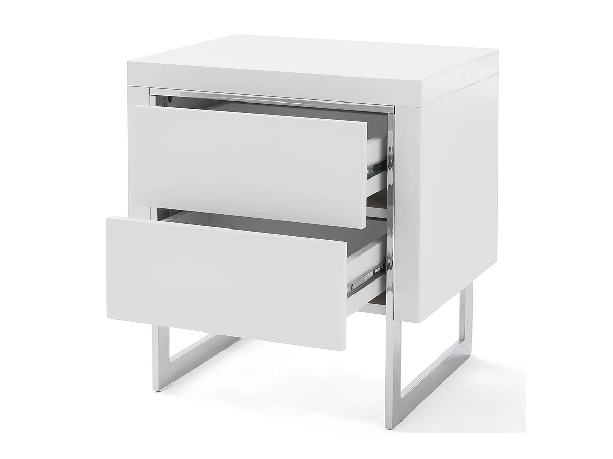 Chevet /table de nuit coloris blanc brillant - Longueur 50 x Hauteur 55 x Profondeur 40 cm