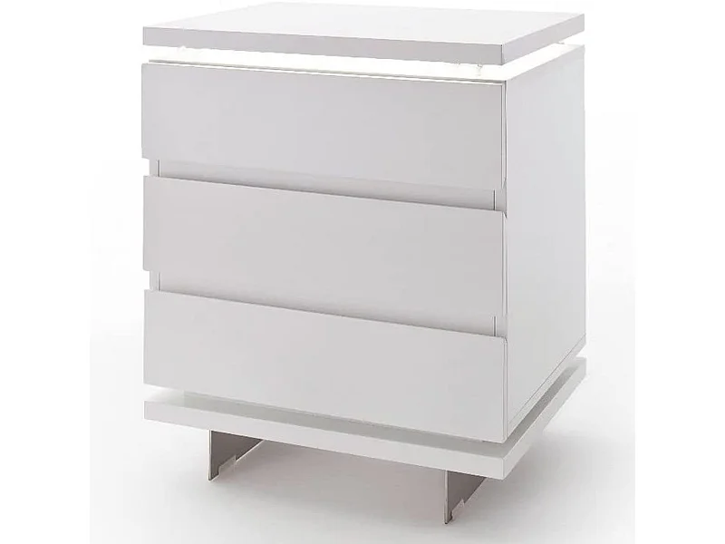 Table de chevet en verre laqué blanc - Longueur 50 x Hauteur 40 x Profondeur 40 cm