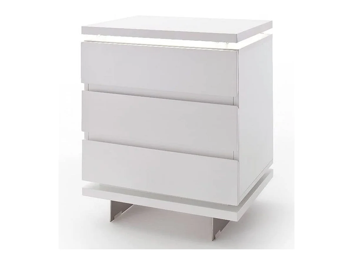 Table de chevet en verre laqué blanc - Longueur 50 x Hauteur 40 x Profondeur 40 cm