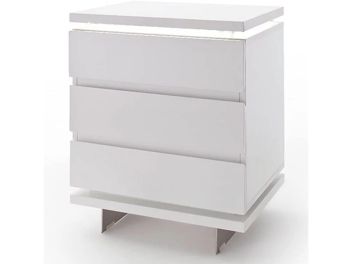 Table de chevet en verre laqué blanc - Longueur 50 x Hauteur 40 x Profondeur 40 cm