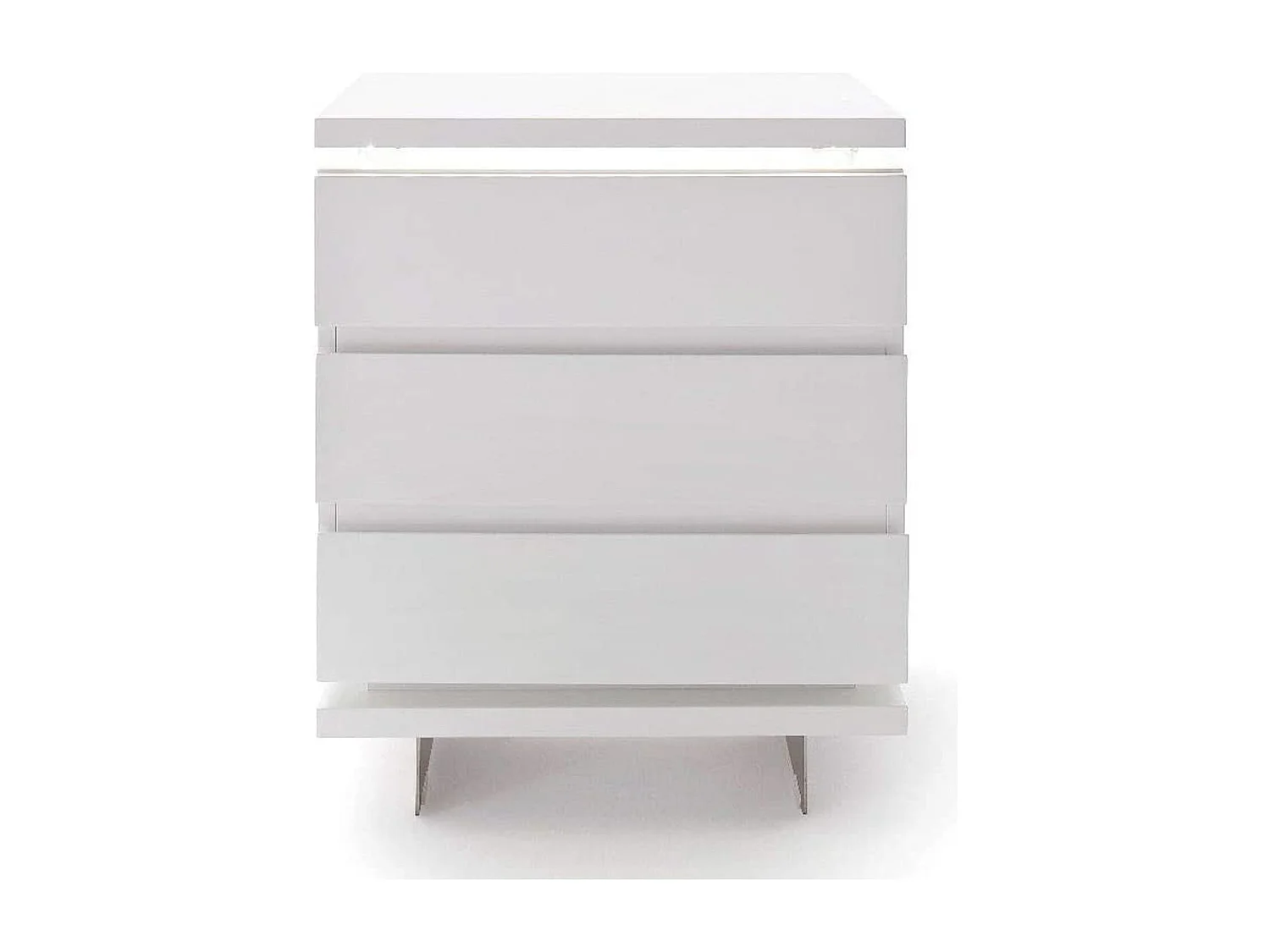 Table de chevet en verre laqué blanc - Longueur 50 x Hauteur 40 x Profondeur 40 cm