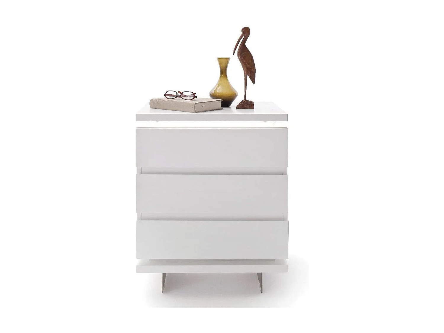Table de chevet en verre laqué blanc - Longueur 50 x Hauteur 40 x Profondeur 40 cm