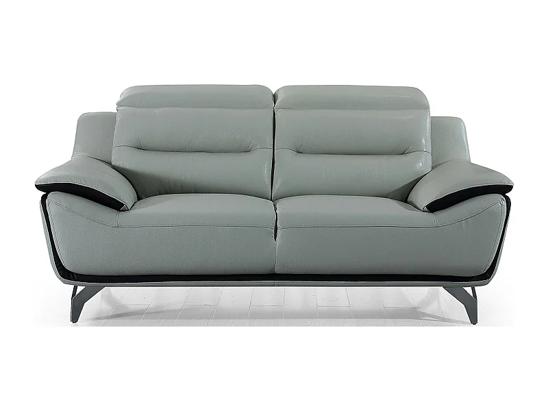 Canapé 2 places en cuir JUDE Gris perle - Angle Droit