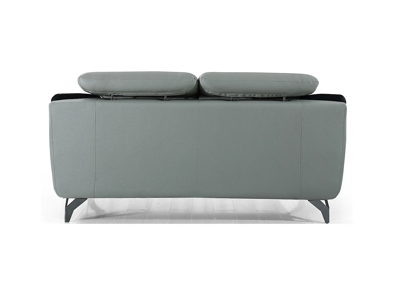 Canapé 2 places en cuir JUDE Gris perle - Angle Droit