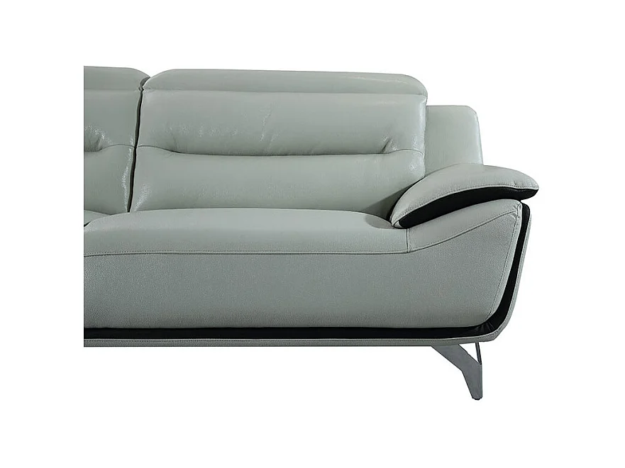 Canapé 2 places en cuir JUDE Gris perle - Angle Droit