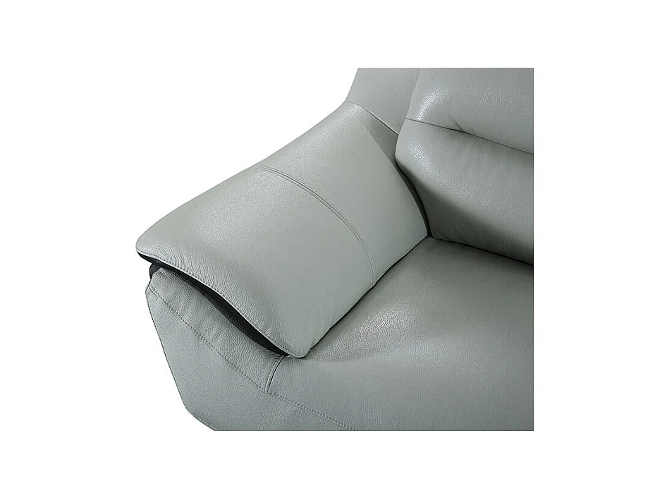 Canapé 2 places en cuir JUDE Gris perle - Angle Droit