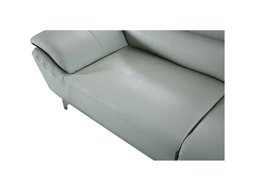 Canapé 2 places en cuir JUDE Gris perle - Angle Droit