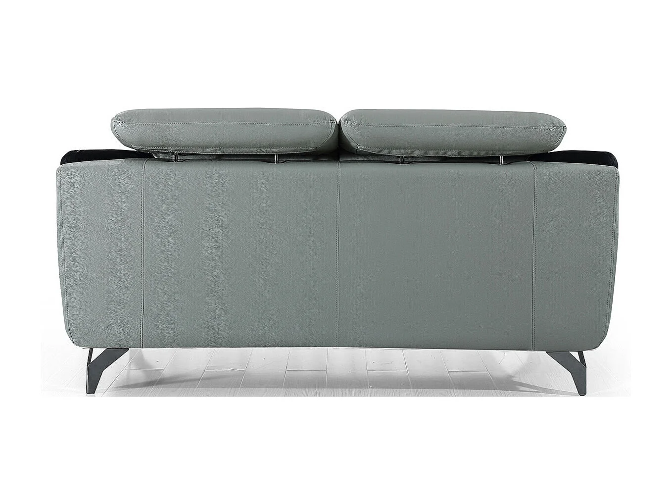 Canapé 2 places en cuir JUDE Gris perle - Angle Droit