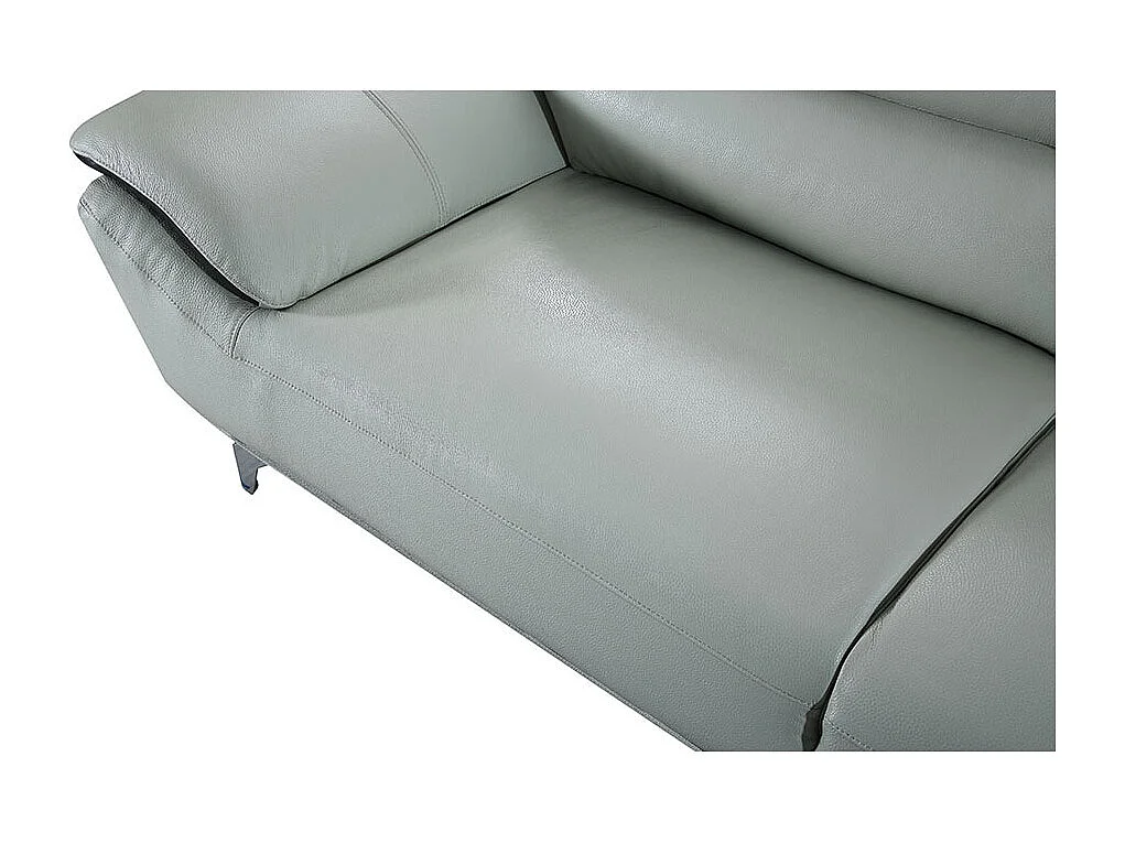 Canapé 2 places en cuir JUDE Gris perle - Angle Droit