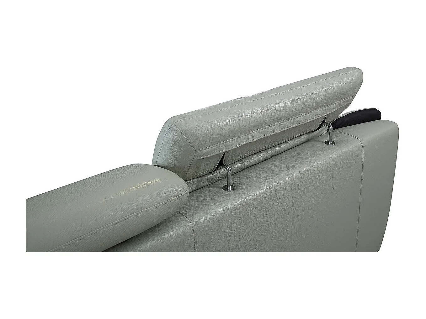 Canapé 2 places en cuir JUDE Gris perle - Angle Droit