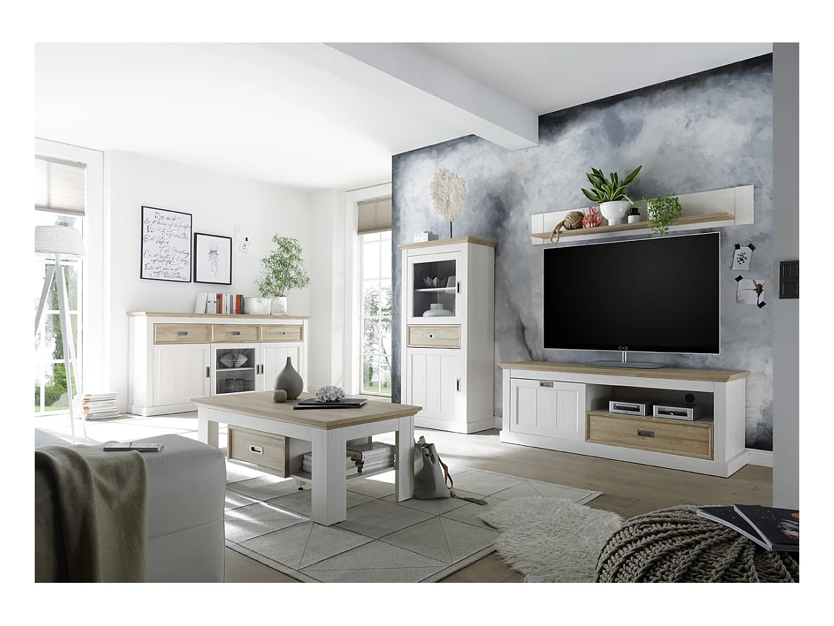 Etagère murale en chêne coloris blanc - L155 x H24 x P21 cm