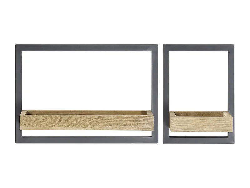 Set de 2 étagères murales coloris chêne / noir