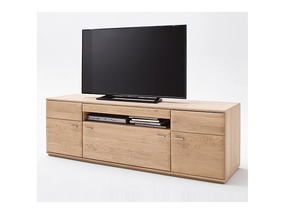 Meuble TV en chêne massif bianco - L.180 x H.58 x P.50 cm