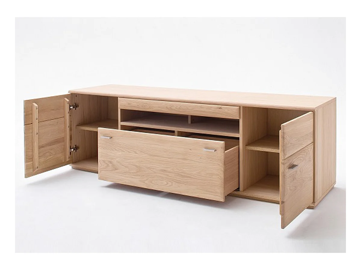 Meuble TV en chêne massif bianco - L.180 x H.58 x P.50 cm