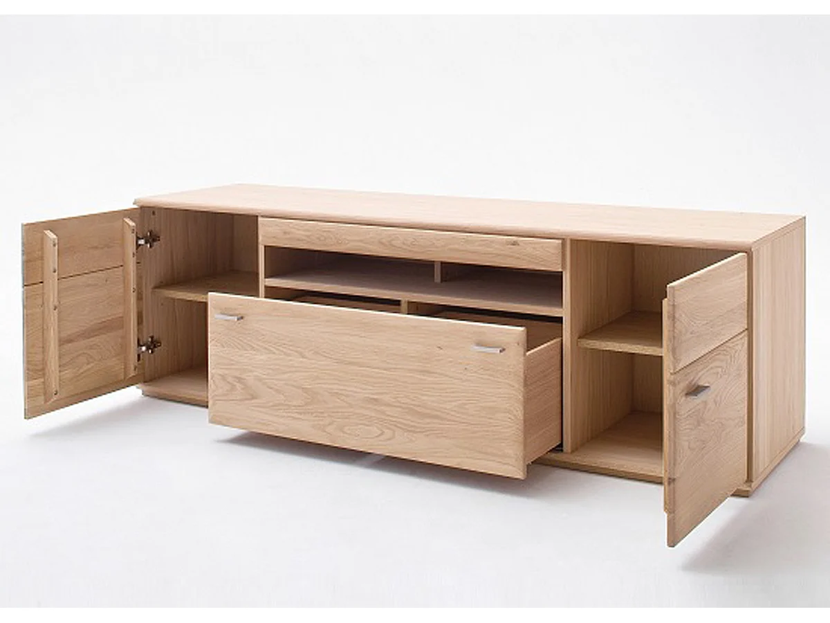 Meuble TV en chêne massif bianco - L.180 x H.58 x P.50 cm