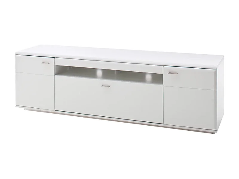 Meuble TV en bois coloris blanc mat - L.195 x H.60 x P.51 cm