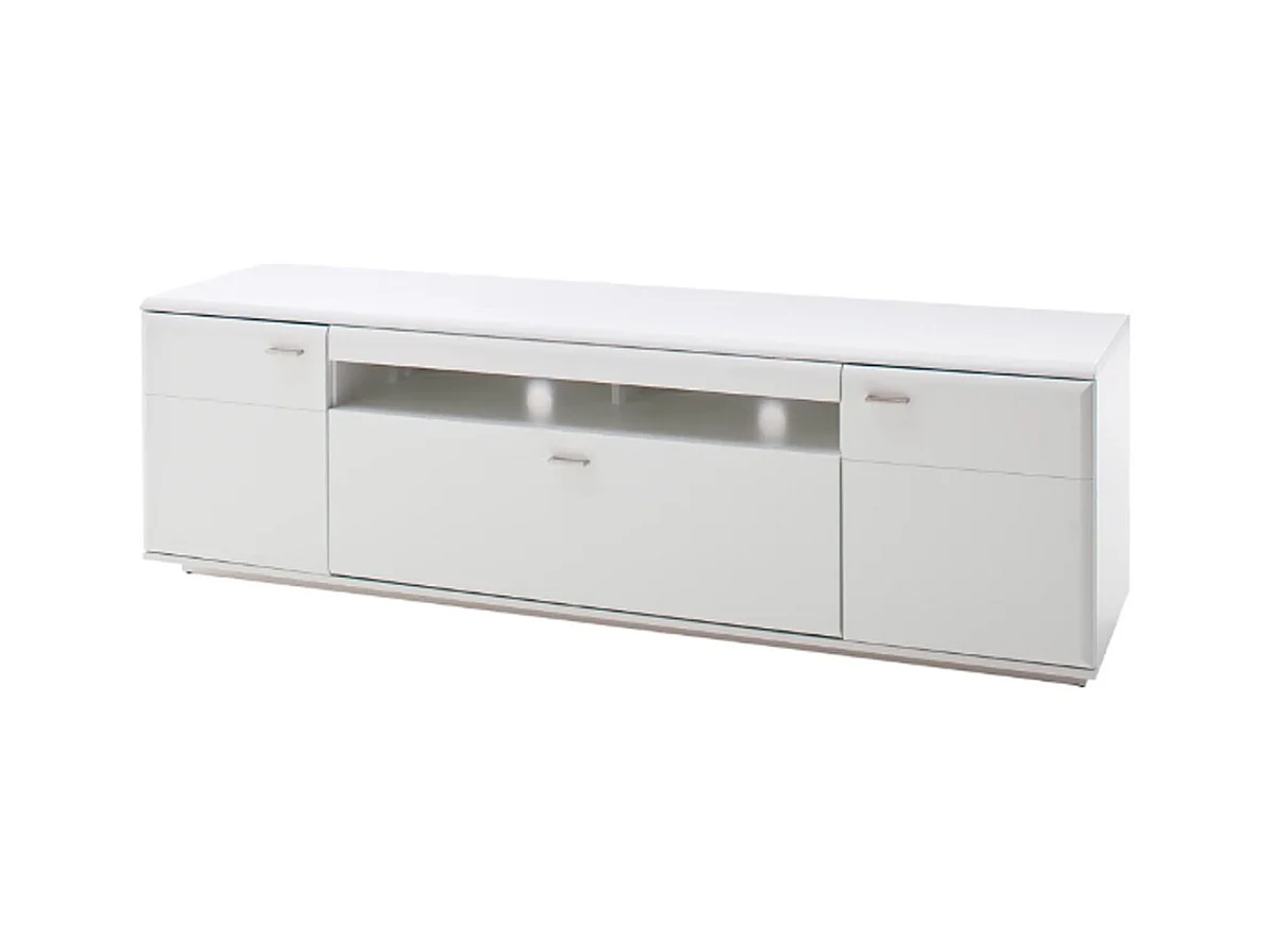 Meuble TV en bois coloris blanc mat - L.195 x H.60 x P.51 cm