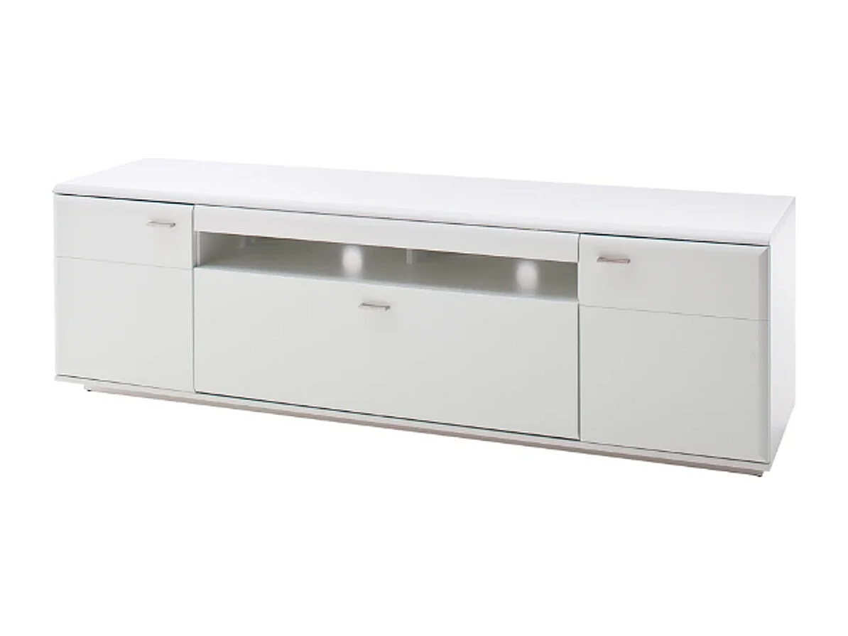 Meuble TV en bois coloris blanc mat - L.195 x H.60 x P.51 cm