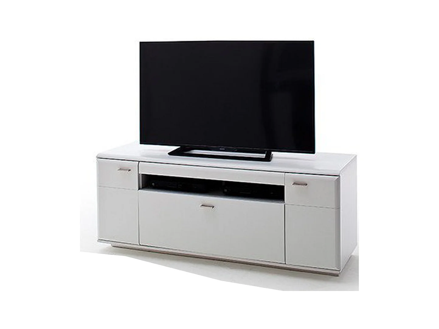 Meuble TV en bois coloris blanc mat - L.150 x H.60 x P.51 cm