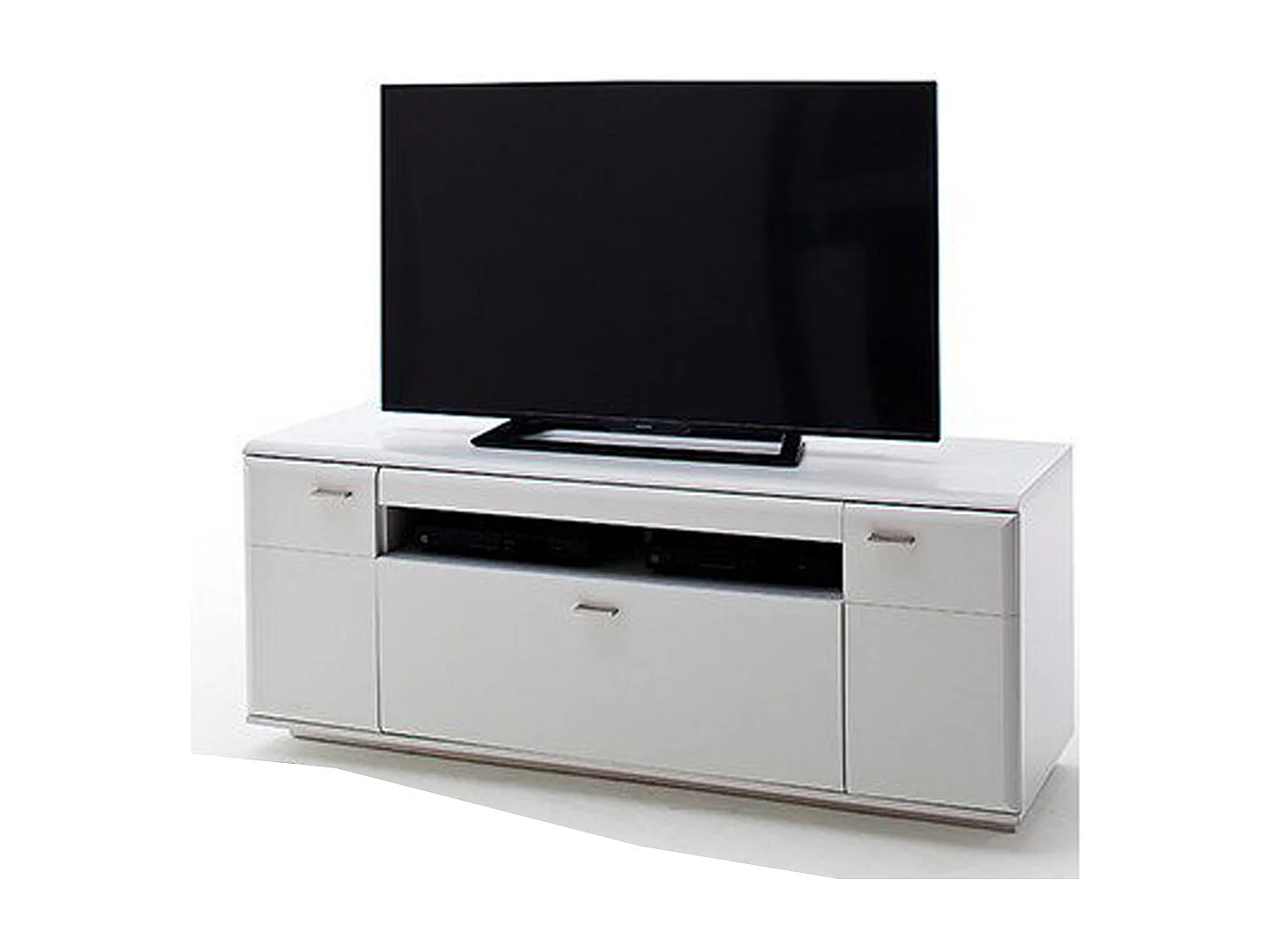 Meuble TV en bois coloris blanc mat - L.150 x H.60 x P.51 cm
