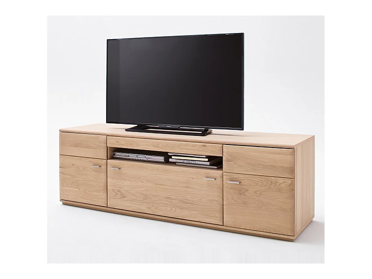 Meuble TV en chêne massif bianco - L.150 x H.58 x P.50 cm