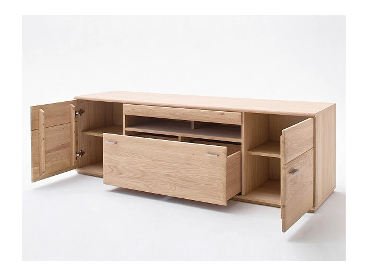 Meuble TV en chêne massif bianco - L.150 x H.58 x P.50 cm