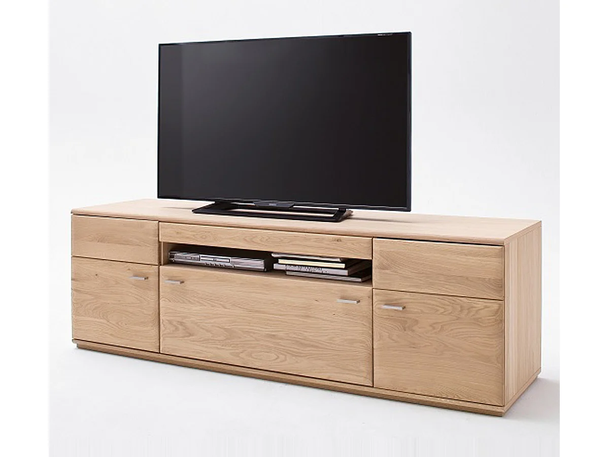 Meuble TV en chêne massif bianco - L.150 x H.58 x P.50 cm