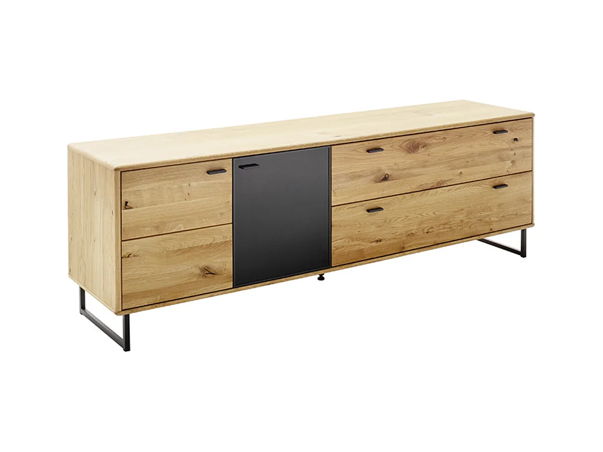 Meuble TV en bois coloris chêne sauvage huilé - Longueur 209 x Hauteur 68 x Profondeur 50 cm