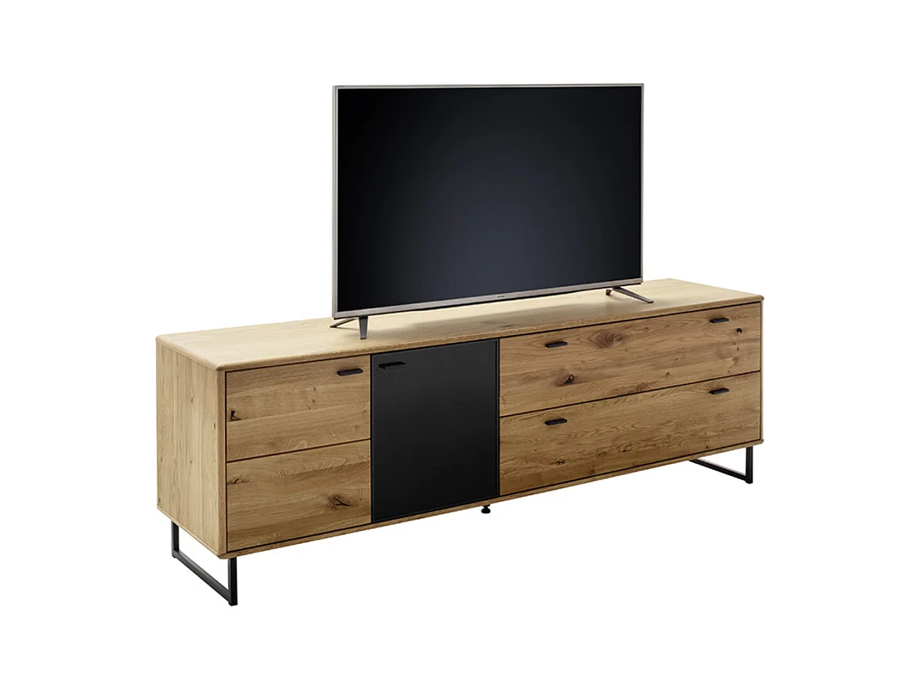 Meuble TV en bois coloris chêne sauvage huilé - Longueur 209 x Hauteur 68 x Profondeur 50 cm