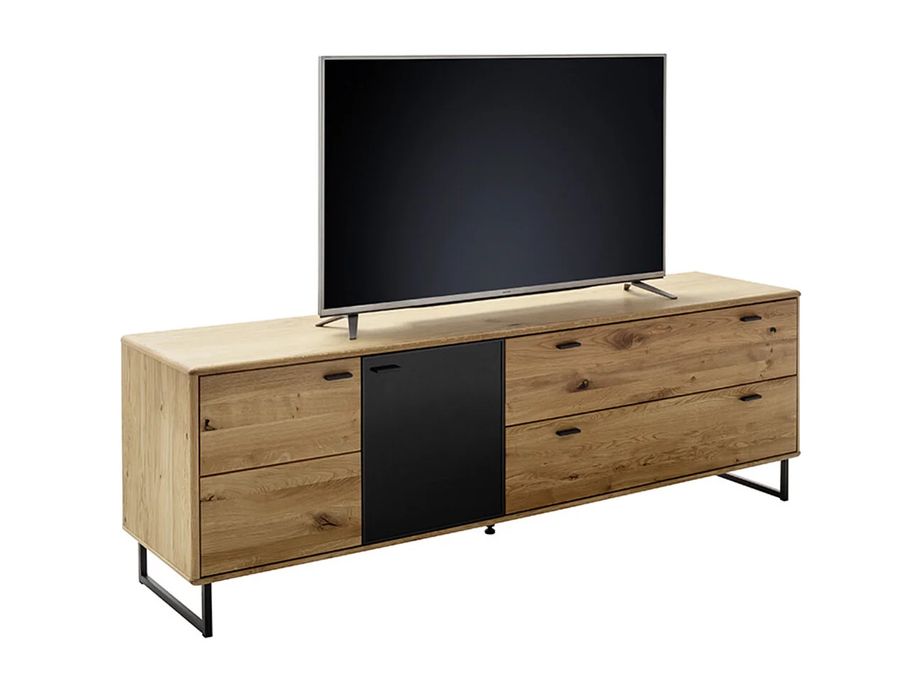 Meuble TV en bois coloris chêne sauvage huilé - Longueur 209 x Hauteur 68 x Profondeur 50 cm