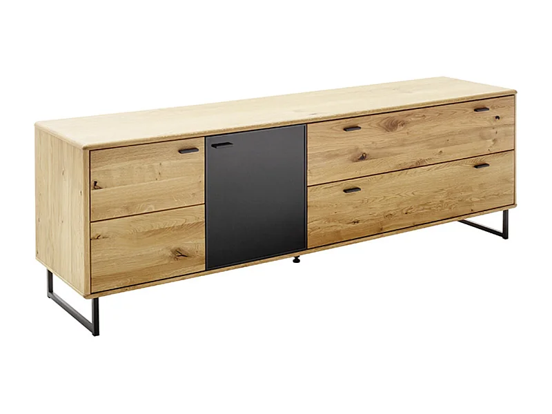 Meuble TV en bois coloris chêne sauvage huilé - Longueur 209 x Hauteur 68 x Profondeur 50 cm