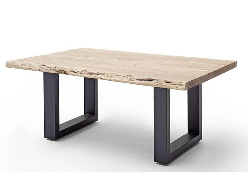 Table basse en bois d'acacia massif naturel et métal anthracite - L.110 x H.45 x P.70 cm