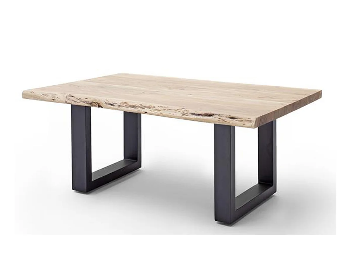 Table basse en bois d'acacia massif naturel et métal anthracite - L.110 x H.45 x P.70 cm