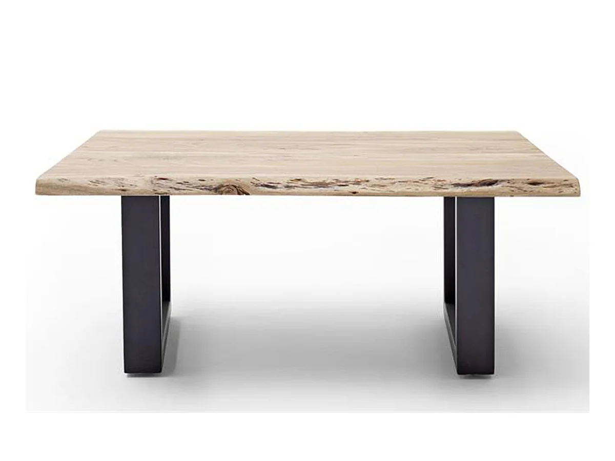 Table basse en bois d'acacia massif naturel et métal anthracite - L.110 x H.45 x P.70 cm