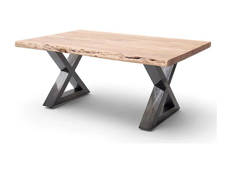 Table basse en bois d'acacia massif naturel / acier antique - L.110 x H.45 x P.70 cm