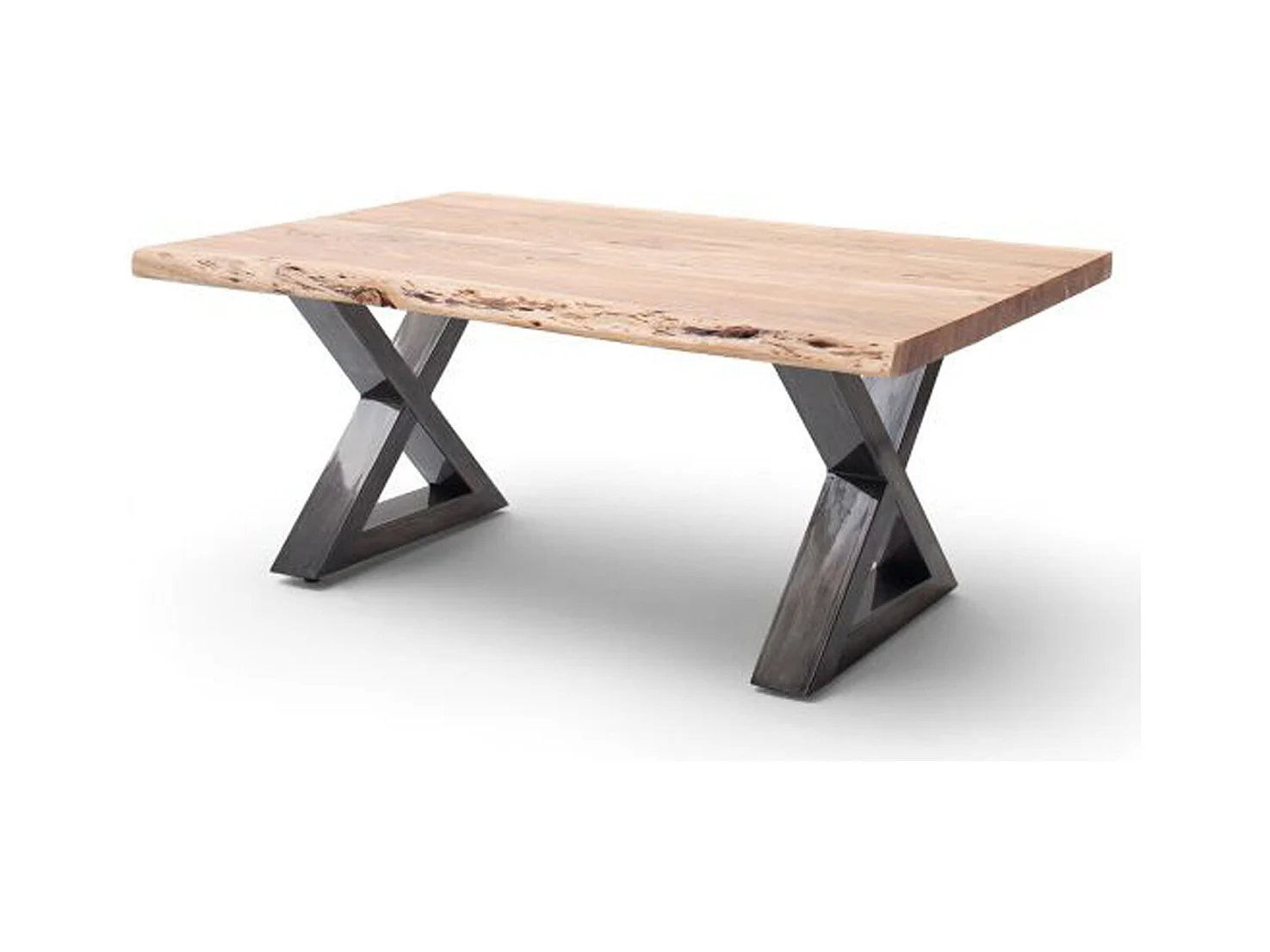 Table basse en bois d'acacia massif naturel / acier antique - L.110 x H.45 x P.70 cm