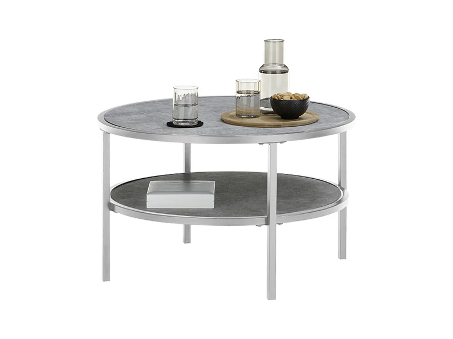 Table basse ronde en céramique et métal - diamètre 75 x Hauteur 45 cm
