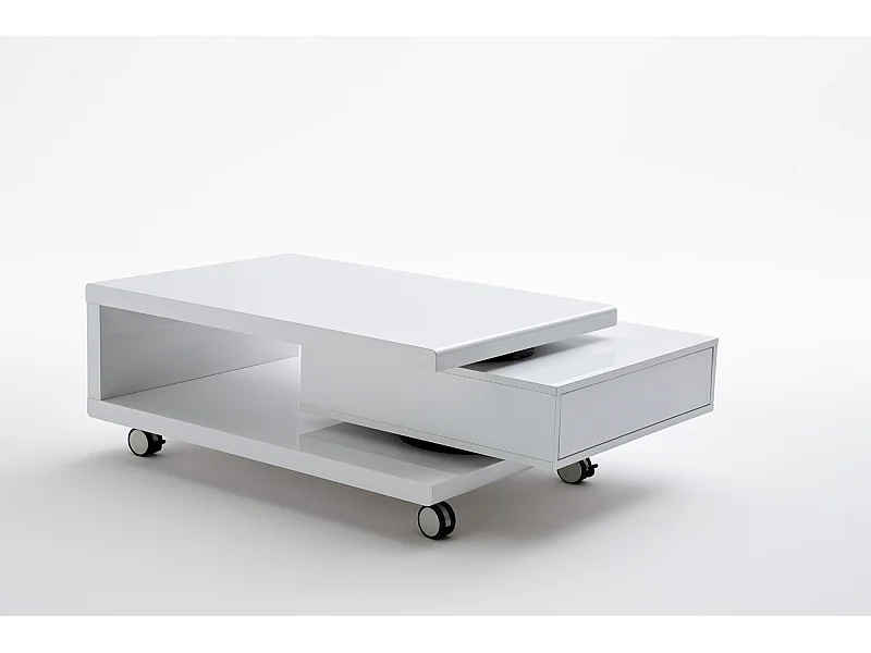 Table basse en blanc laqué brillant - L90 x H36 x P60 cm