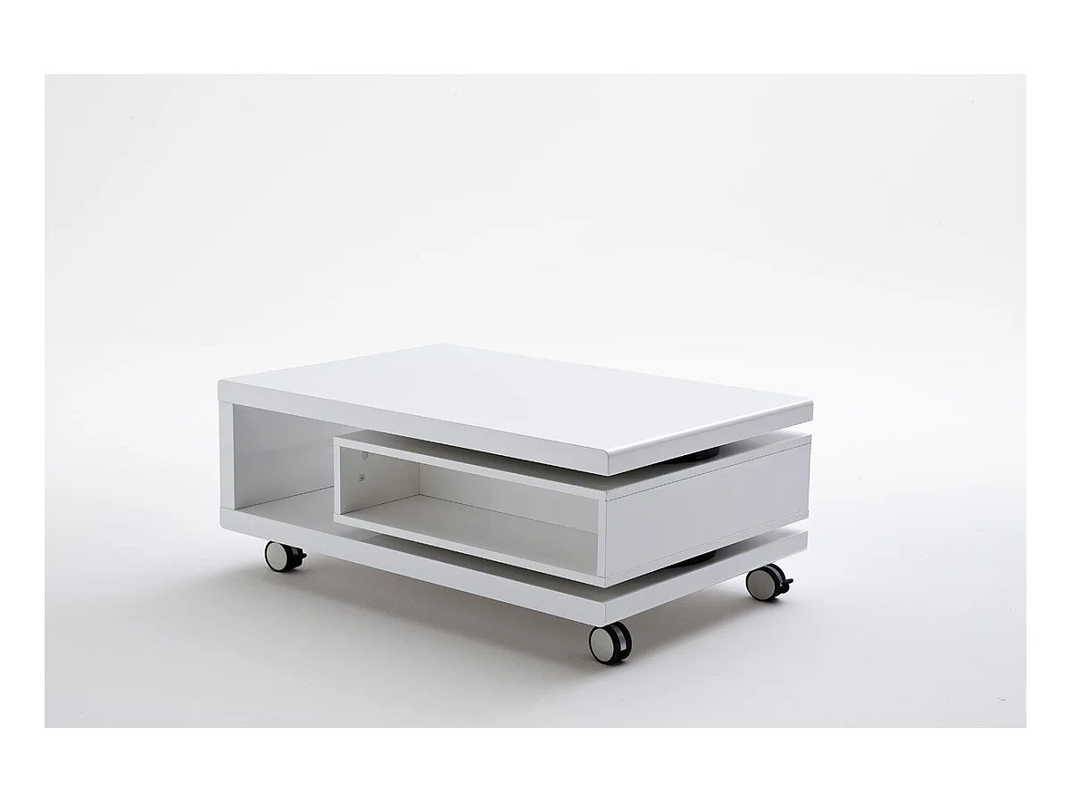 Table basse en blanc laqué brillant - L90 x H36 x P60 cm