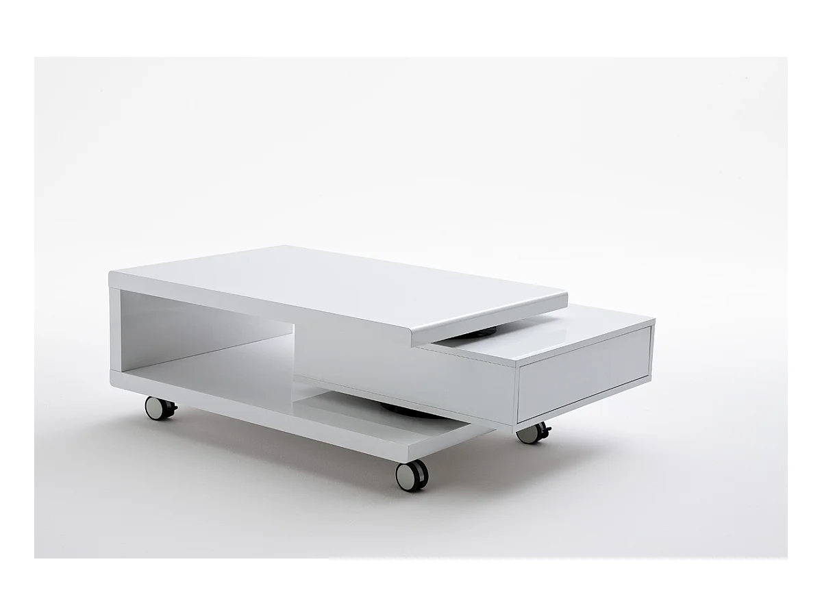 Table basse en blanc laqué brillant - L90 x H36 x P60 cm