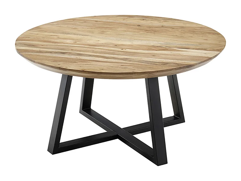 Table basse ronde en bois d'acacia massif- diamètre 90 x Hauteur 45 cm