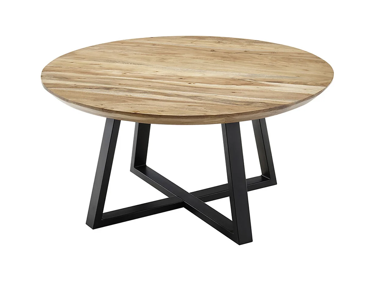 Table basse ronde en bois d'acacia massif- diamètre 90 x Hauteur 45 cm