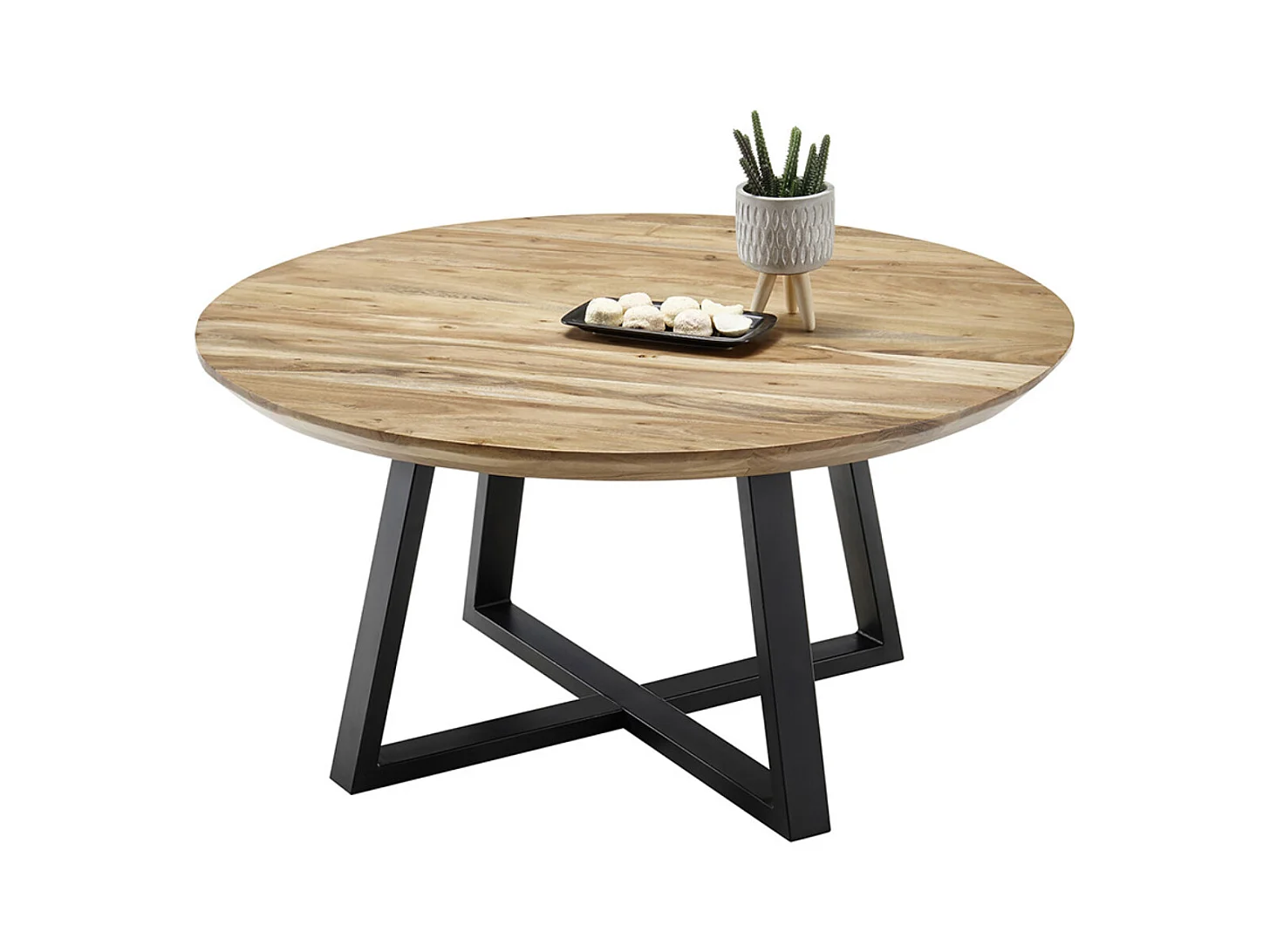 Table basse ronde en bois d'acacia massif- diamètre 90 x Hauteur 45 cm
