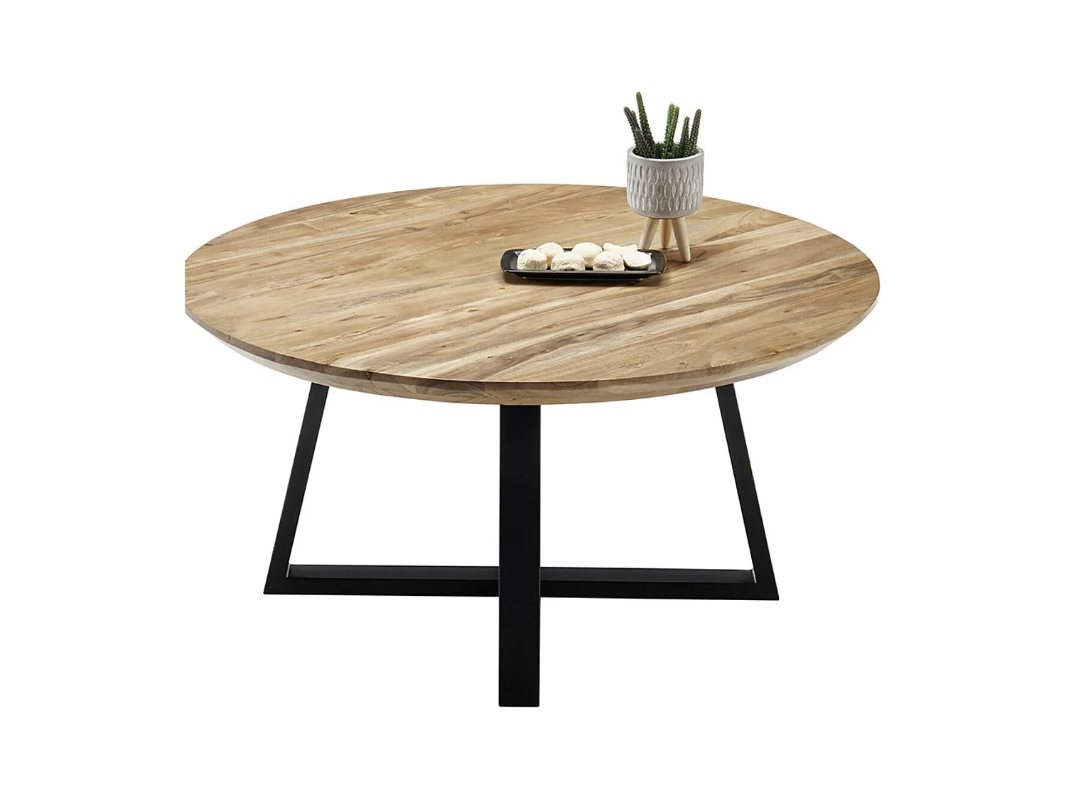 Table basse ronde en bois d'acacia massif- diamètre 90 x Hauteur 45 cm
