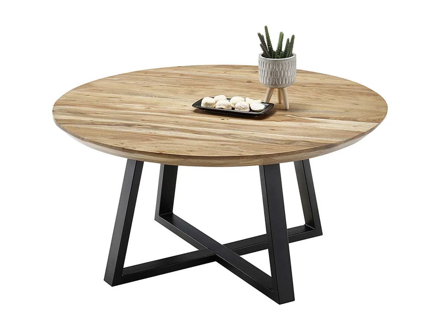 Table basse ronde en bois d'acacia massif- diamètre 90 x Hauteur 45 cm