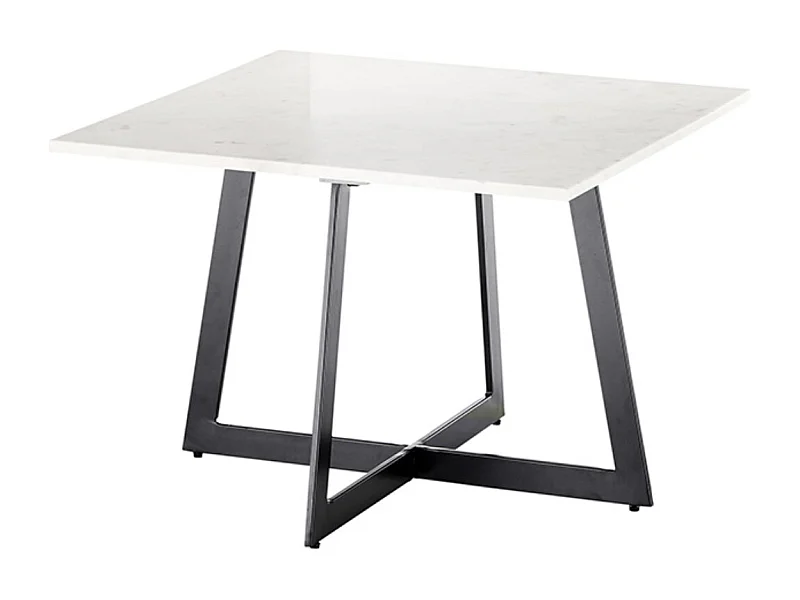 Table basse coloris blanc/ pieds en métal laqué - Longueur 65 x Hauteur 44 x Profondeur 55 cm