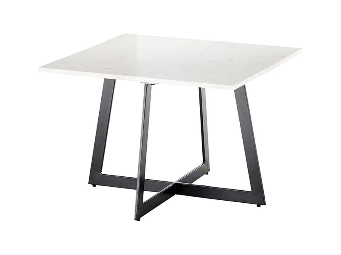 Table basse coloris blanc/ pieds en métal laqué - Longueur 65 x Hauteur 44 x Profondeur 55 cm