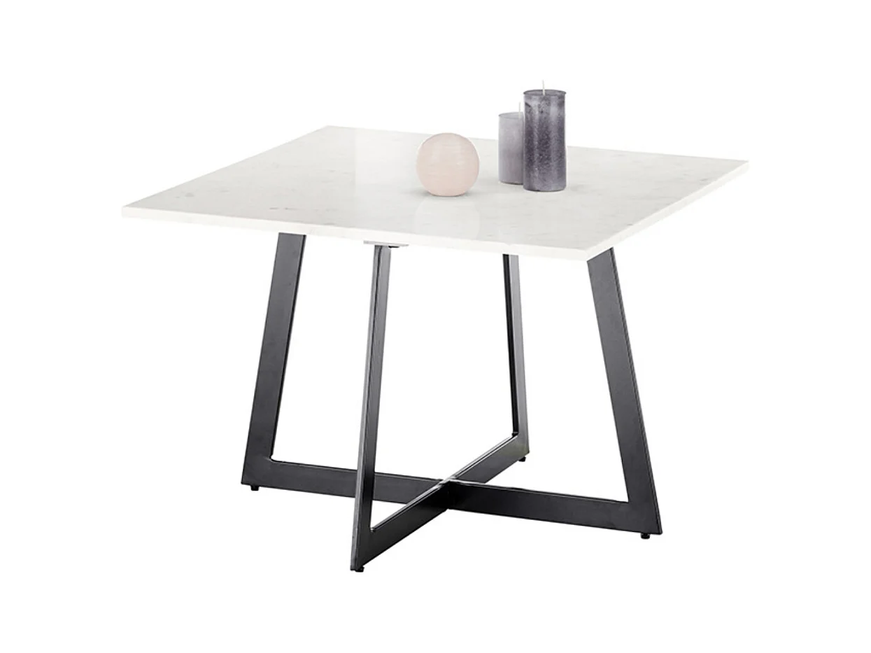 Table basse coloris blanc/ pieds en métal laqué - Longueur 65 x Hauteur 44 x Profondeur 55 cm